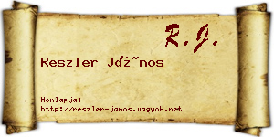 Reszler János névjegykártya